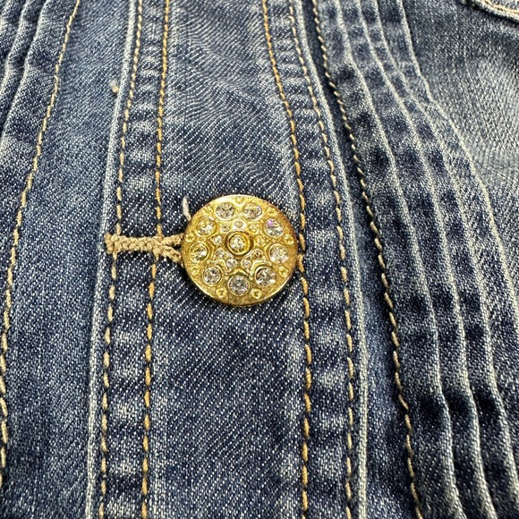 Baby Phat Rhinestone Button Down Denim Jacket Classic Blue Wash Women's XL - Picture 4 of 10